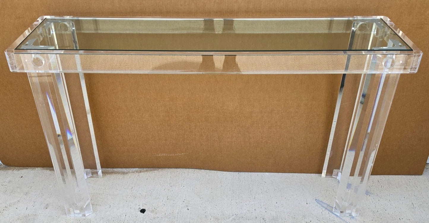 Vintage 1970s Mid-Century Modern Lucite Console Sofa Table