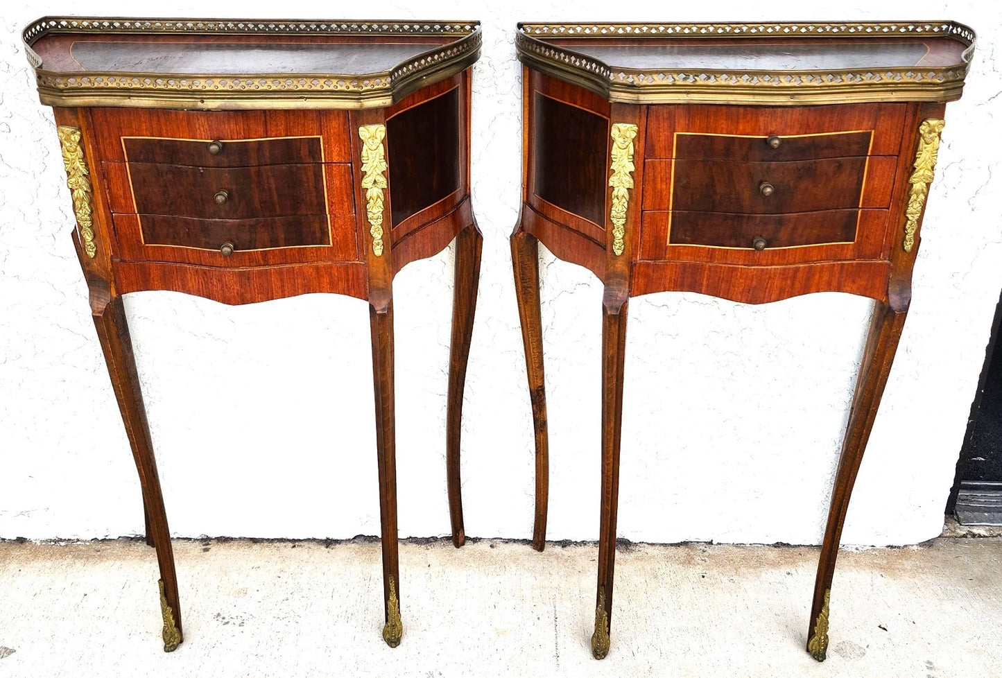 French Louis XV Bedside Tables Nightstands A Pair