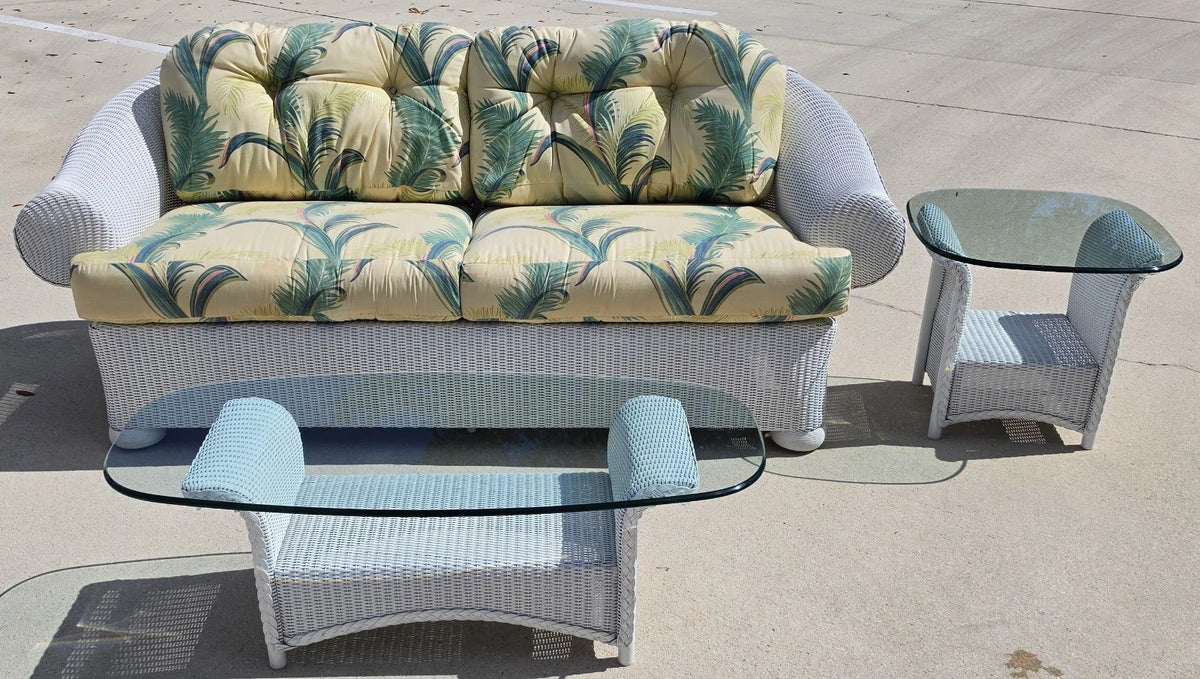 Lloyd Flanders English Garden Loom Wicker 3 Piece Patio Set Indoor Outdoor