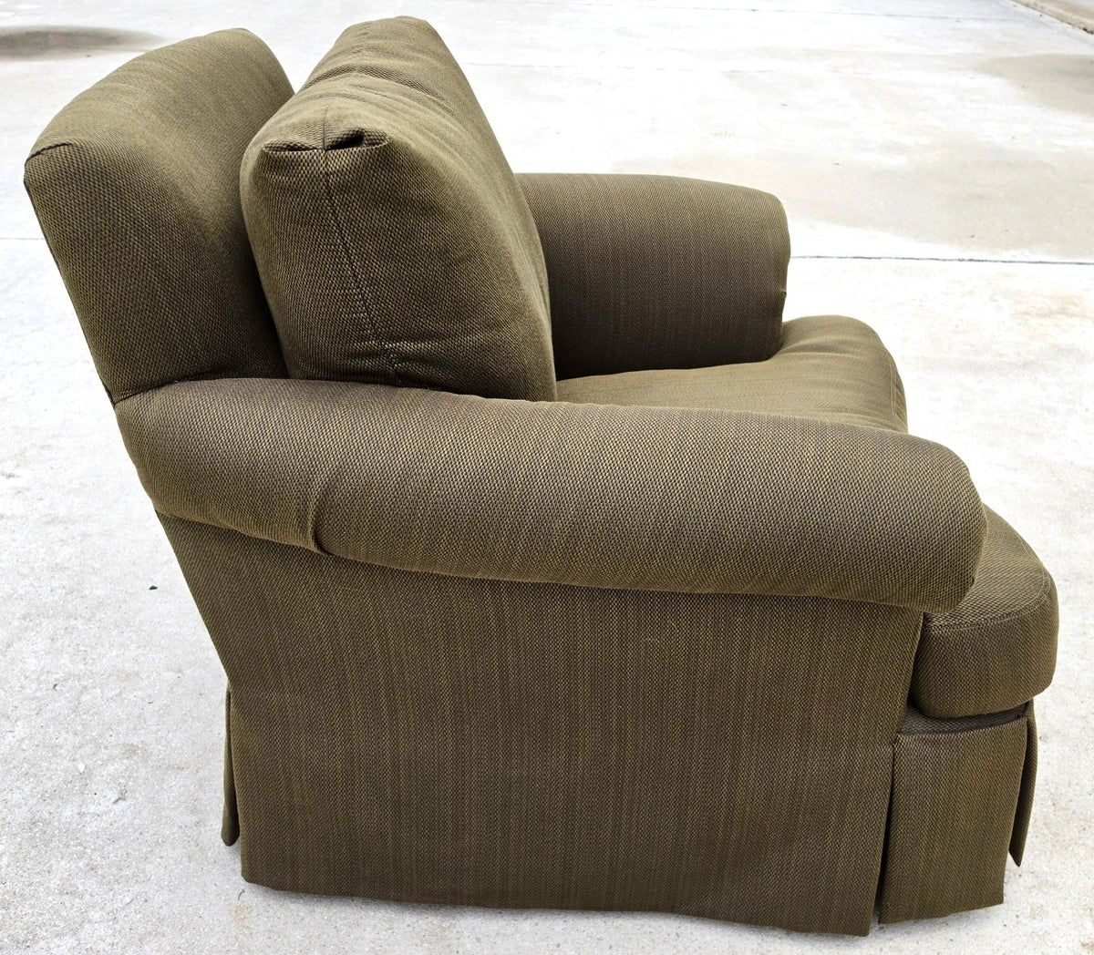 Paul Robert English Roll Arm Swivel Club Chair Skirted Lounge Olive Green