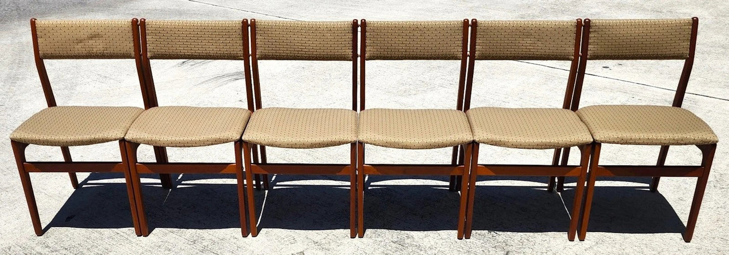 MCM D Scan Teak Dining Chairs New Upholstery Danish Modern Set of 6