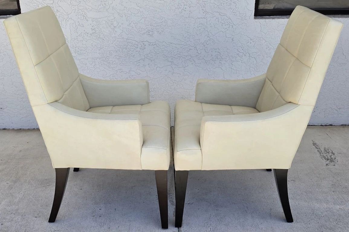 Barbara Barry for Henredon Leather Dining Accent Armchairs Set of 2