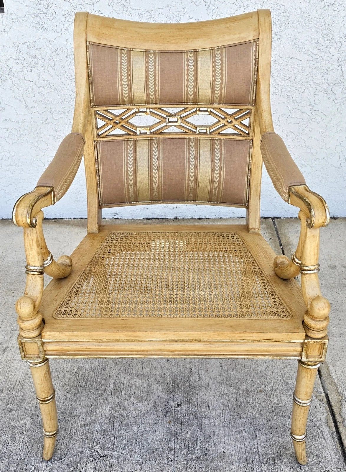 Century Furniture Regency Cane Seat Armchairs Pair