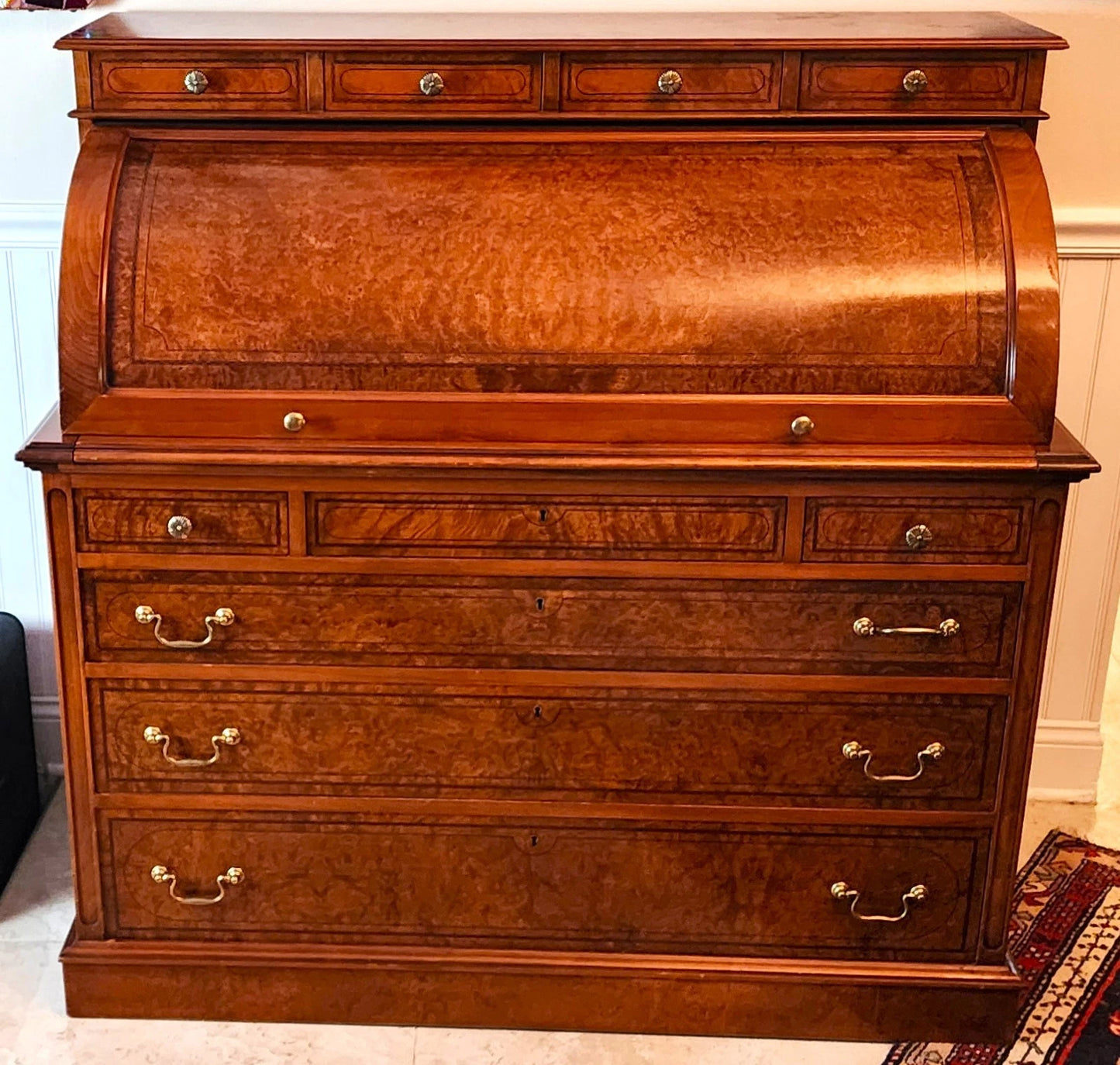 Antique Georgian Burlwood Roll Top Desk