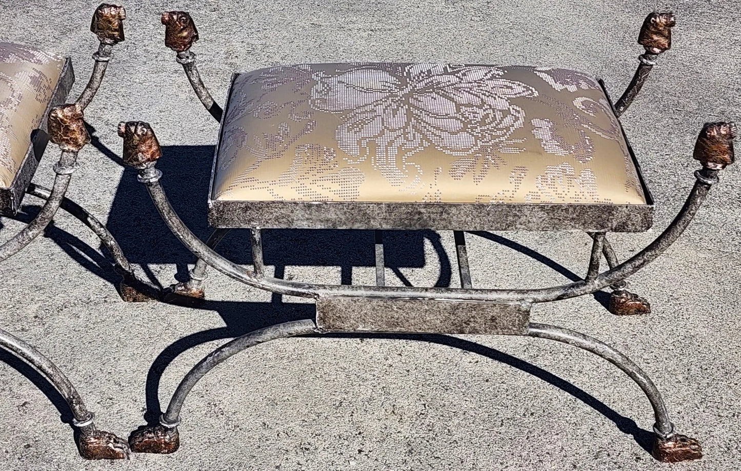 Pair of Curule Benches with Lion Motif