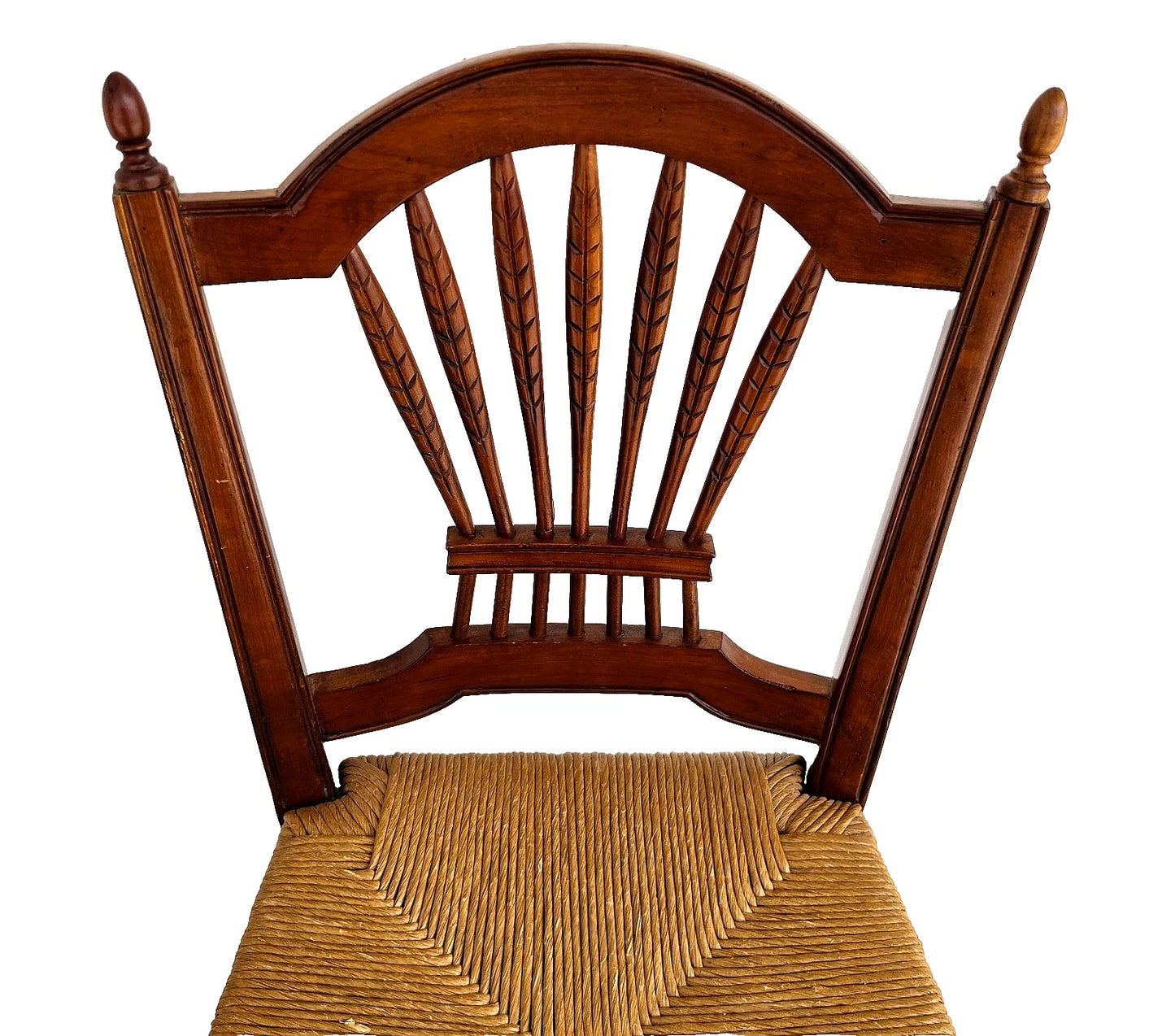 Ethan Allen Country French Wheat Sheaf Back Rush Seat Bar Stools Set of 2