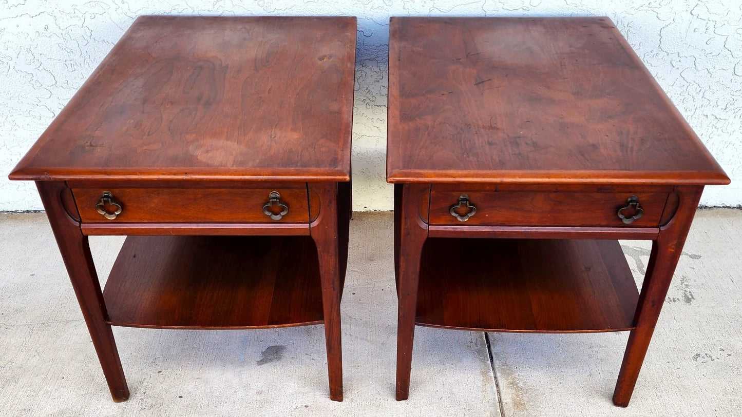 Mid Century Walnut End Tables Pair MCM