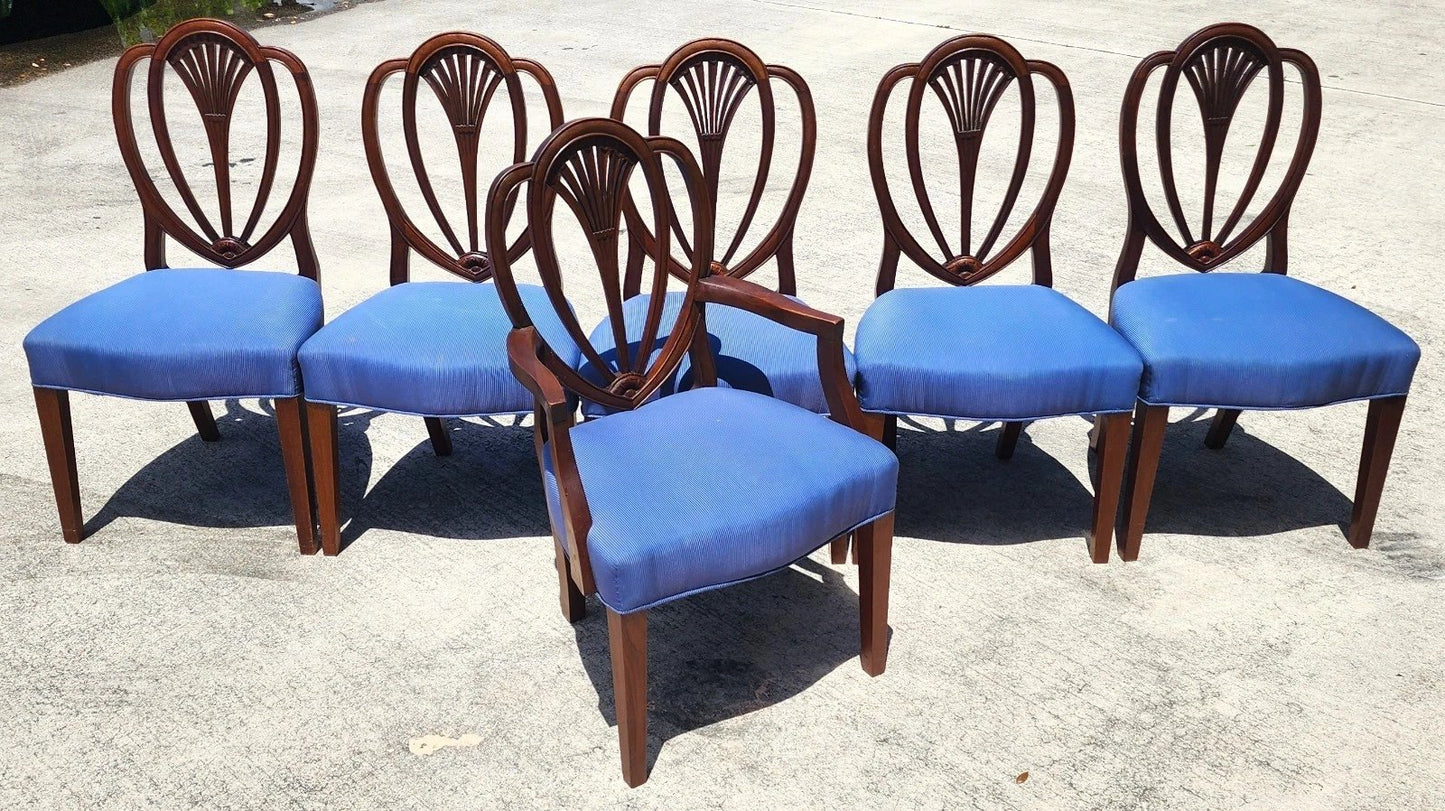 Vintage Hepplewhite Dining Chairs Set of 6