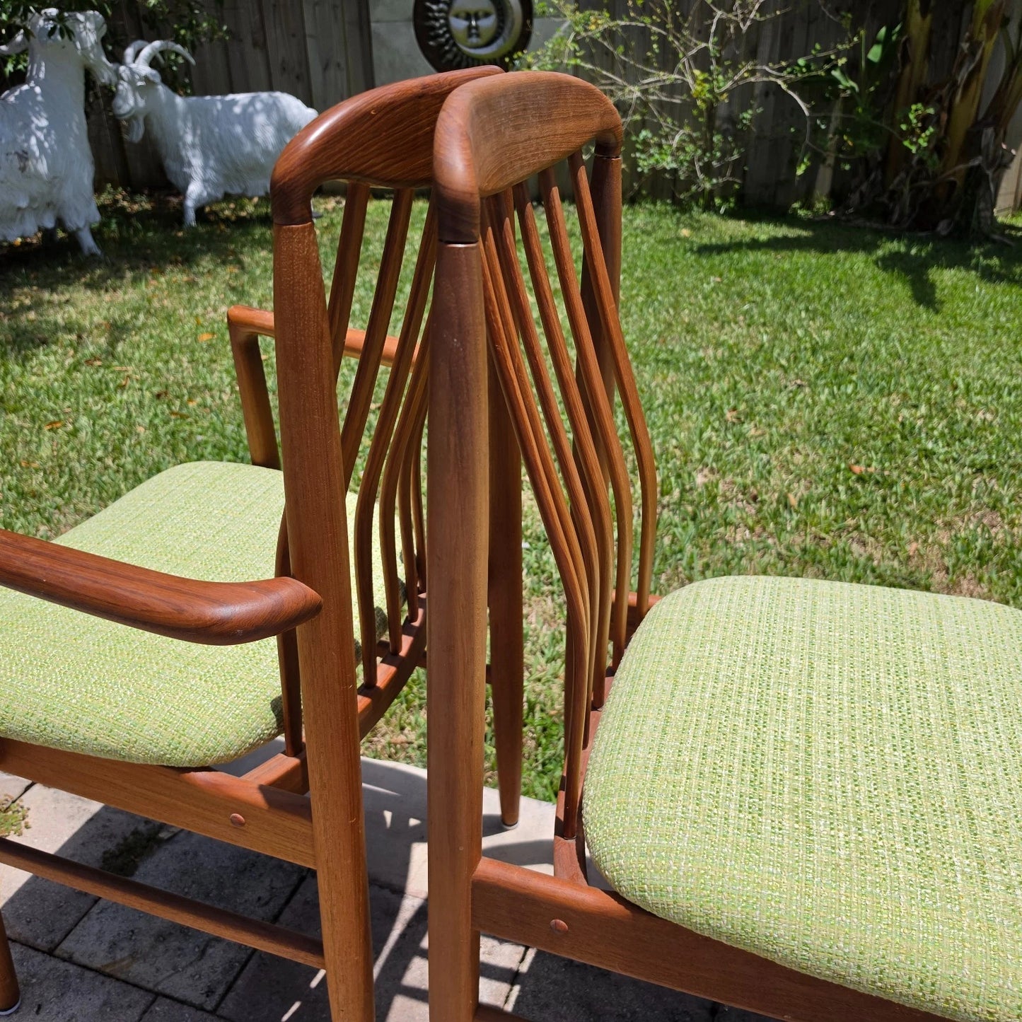 Vintage 1970s Benny Linden Solid Teak Sculptural Dining Chairs Set of 4