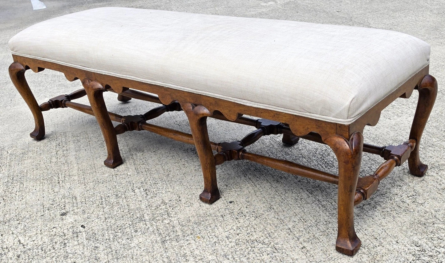 Jerry Pair Queen Anne Linen Walnut Califia Bench