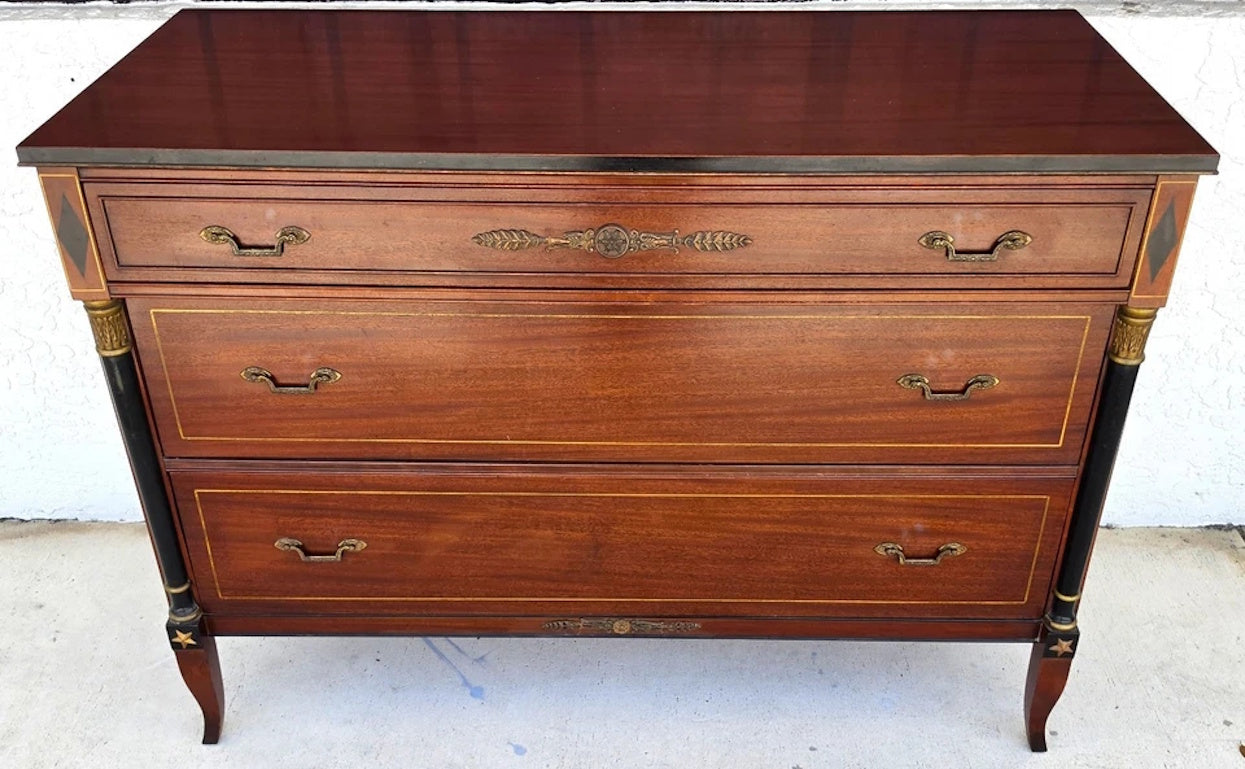 Rway French Empire Commode Dresser Buffet with Glass Top