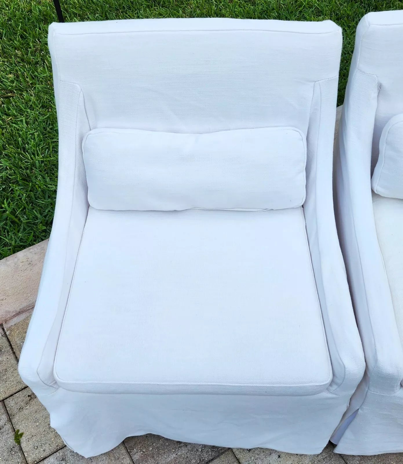 Restoration Hardware Low Belgian Slope Arm Slipcovered Dining Side Chairs RH