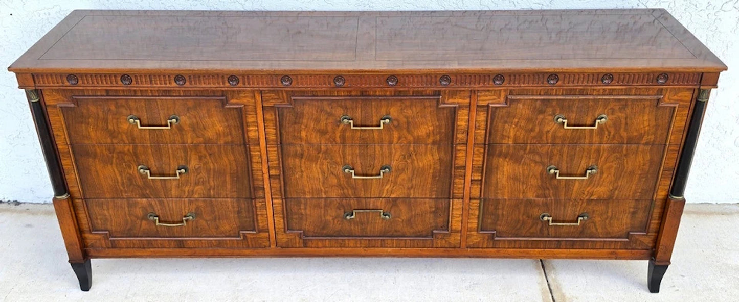 Vintage Baker French Empire Directoire Walnut Lowboy Dresser 1960s