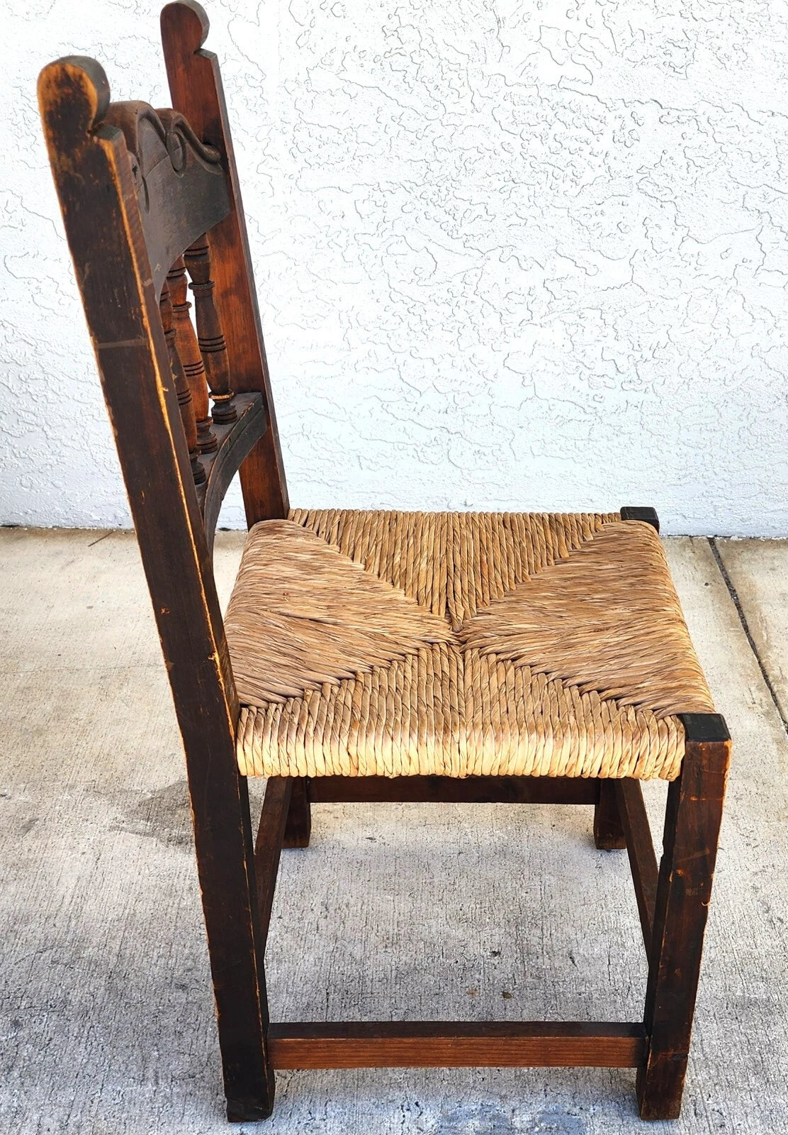 Vintage Rustic Lancashire Chairs Rush Seats