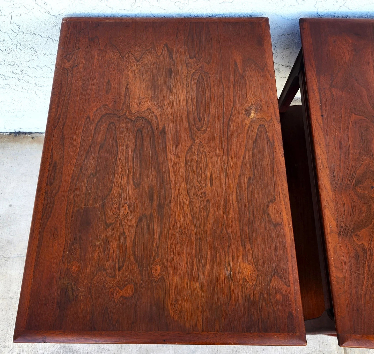 Mid Century Walnut End Tables Pair MCM