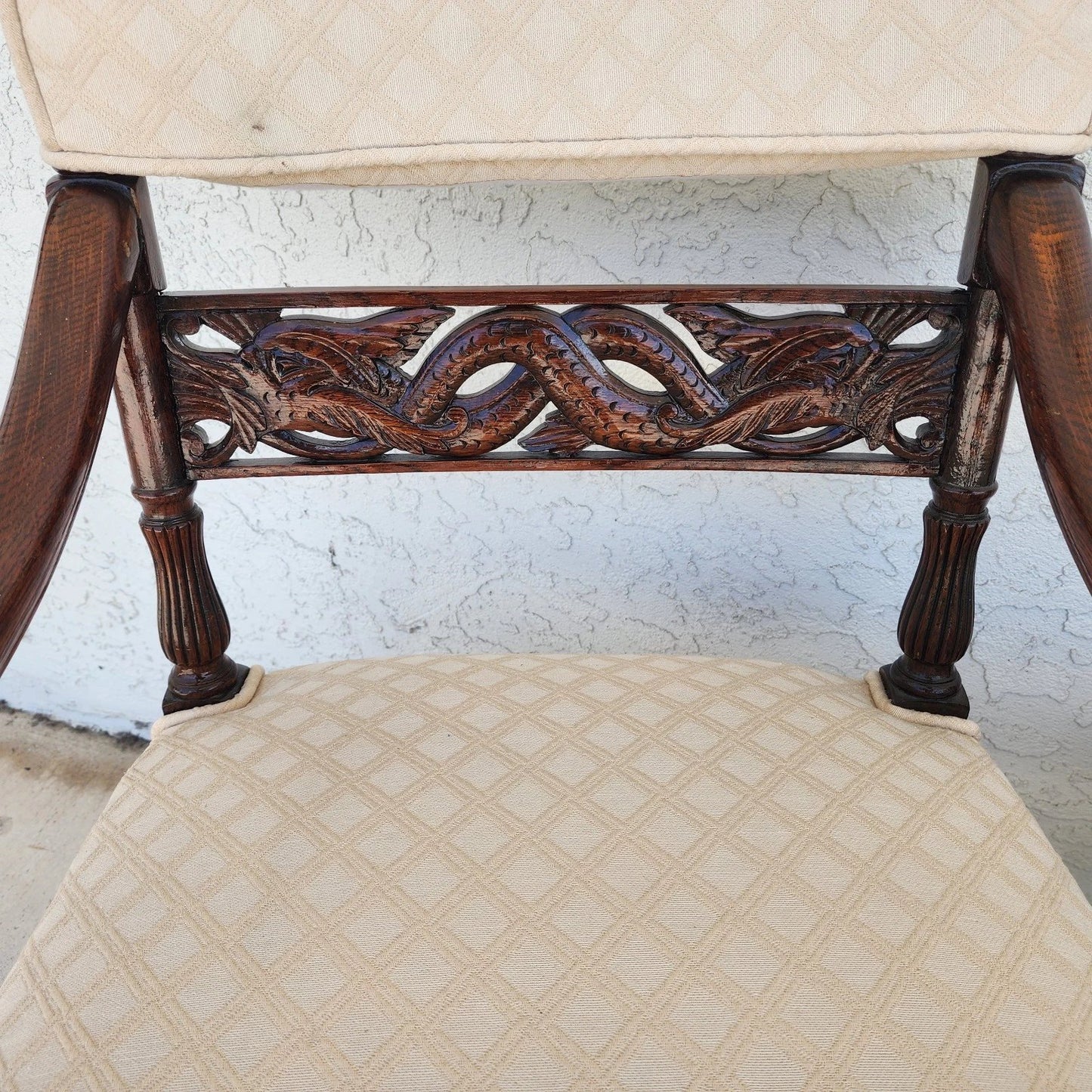 Chinoiserie Foo Dog Armchairs Pair Mid Century