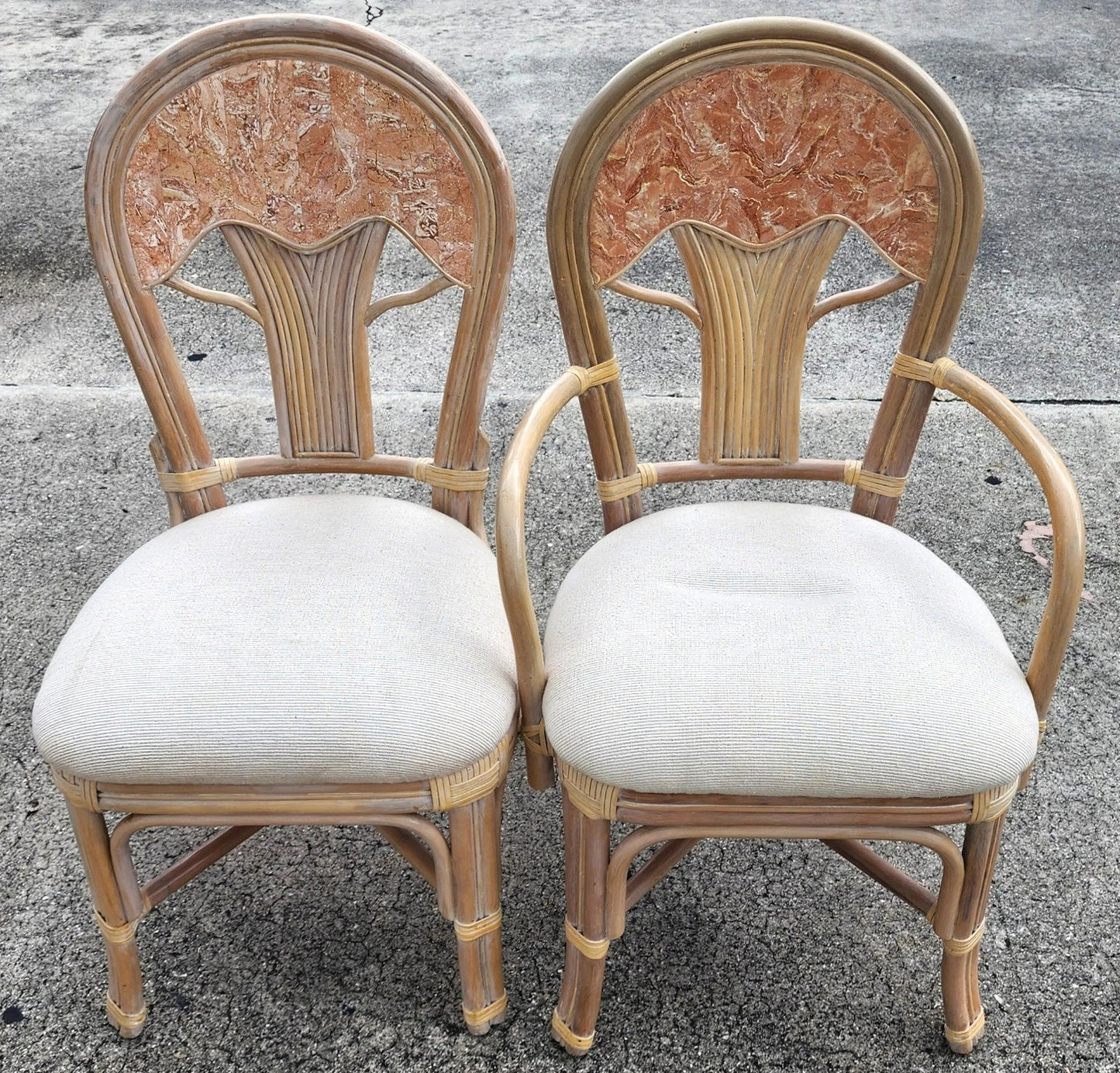 Vintage Bamboo & Tessellated Dining Chairs Set of 6