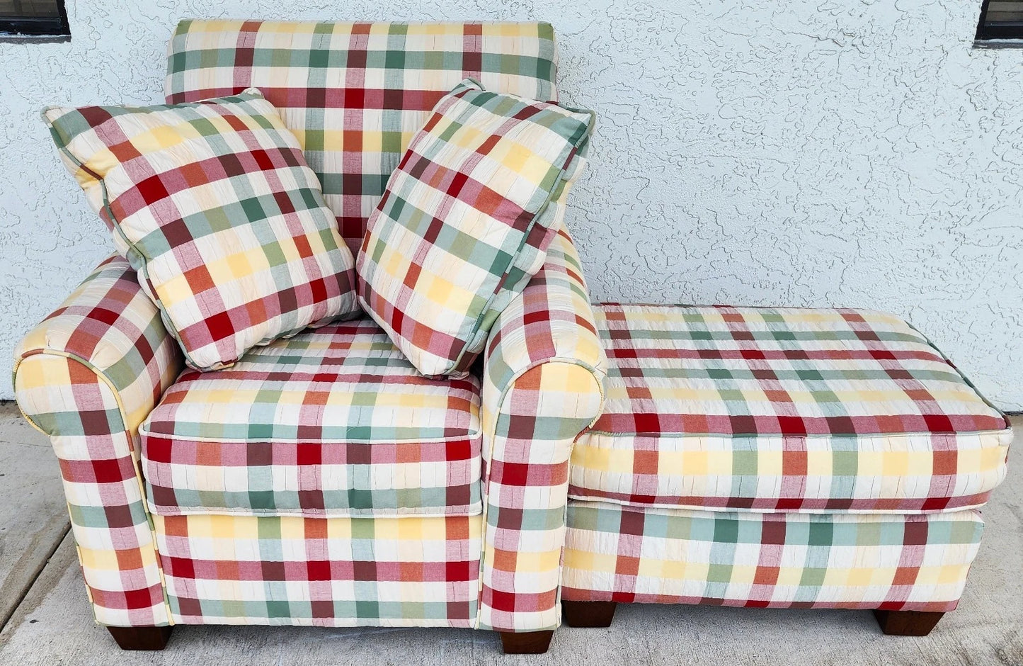 English Country Club Chair & Ottoman Shabby Chic