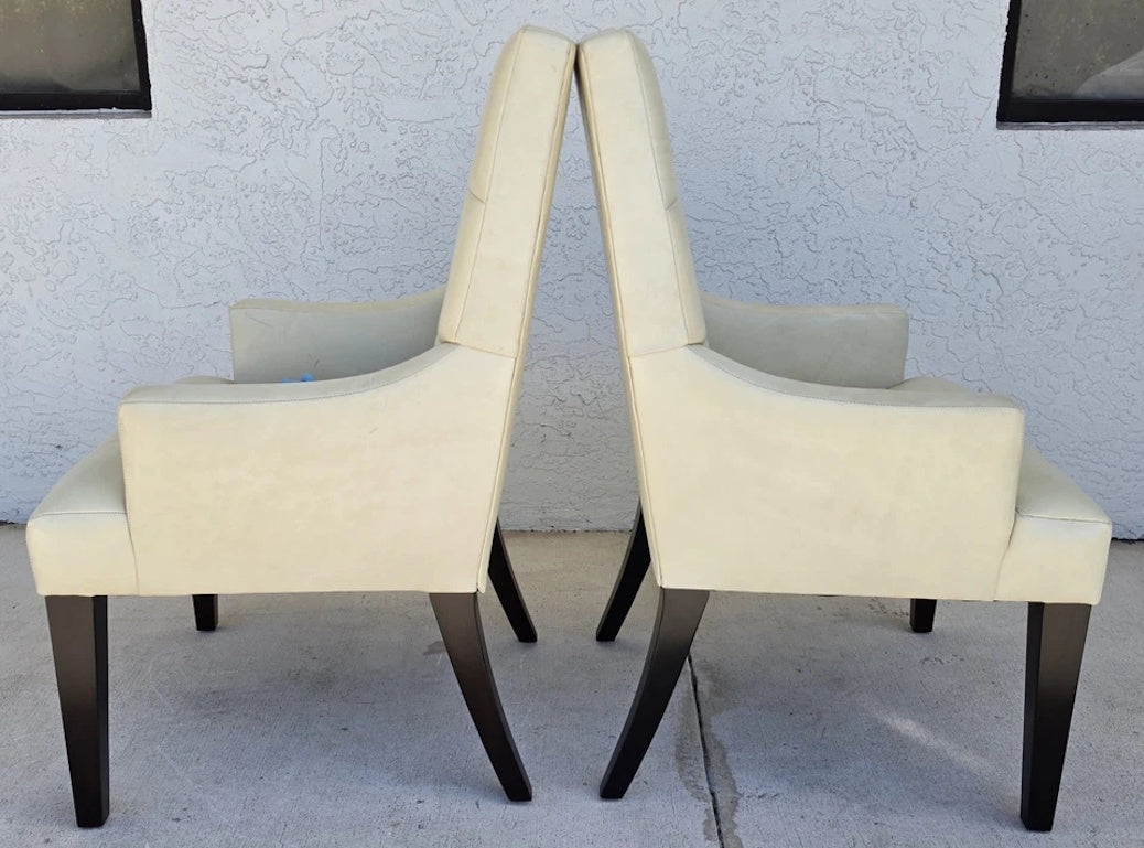 Barbara Barry for Henredon Leather Dining Accent Armchairs Set of 2