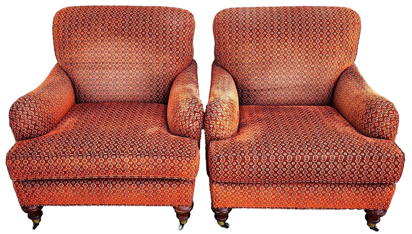 Robert Allen Club Chairs Plush English Pair
