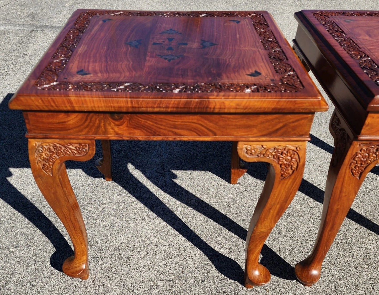 Anglo Indian Walnut Side Tables Pair