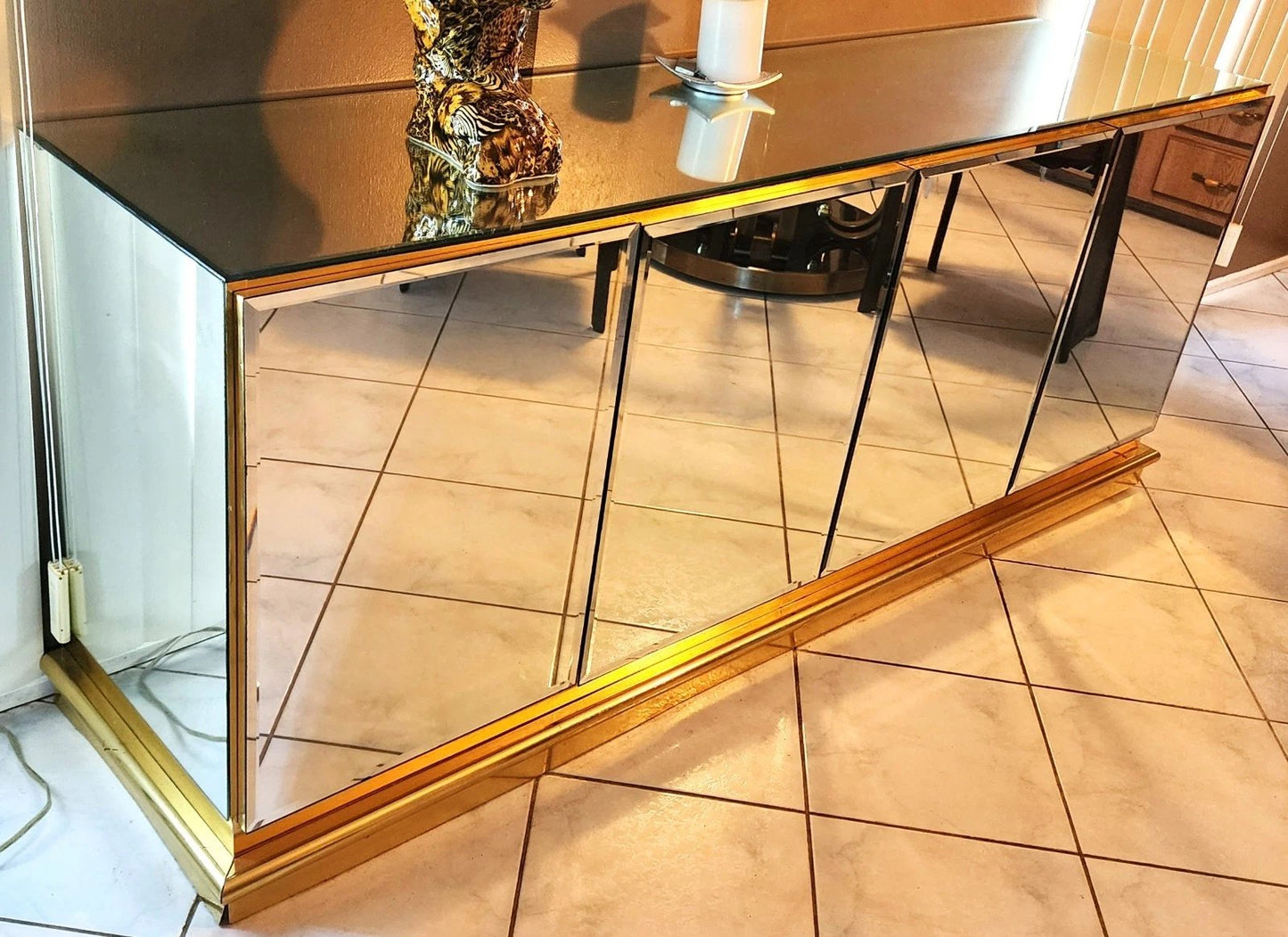 Vintage Ello Style Mirrored Buffet Sideboard