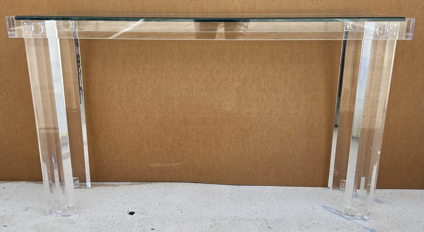 Vintage 1970s Mid-Century Modern Lucite Console Sofa Table