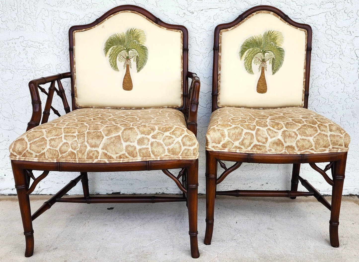 Vintage Chinese Chippendale Dining Chairs Bamboo Set of 8