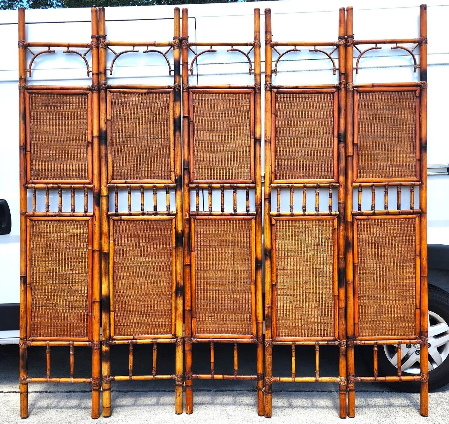 Vintage Bamboo Screen Room Divider Headboard 1960s