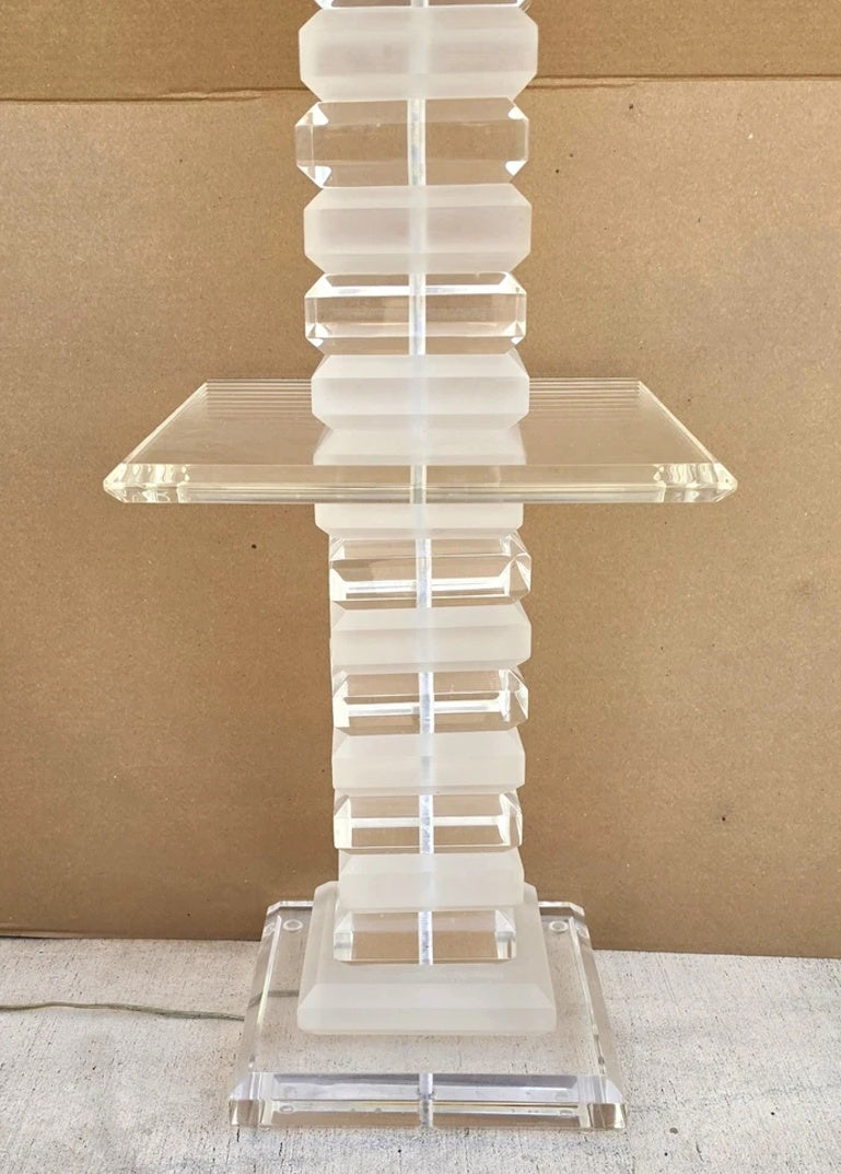Vintage Stacked Skyscraper Karl Springer Style Floor Table Lamp 1970s