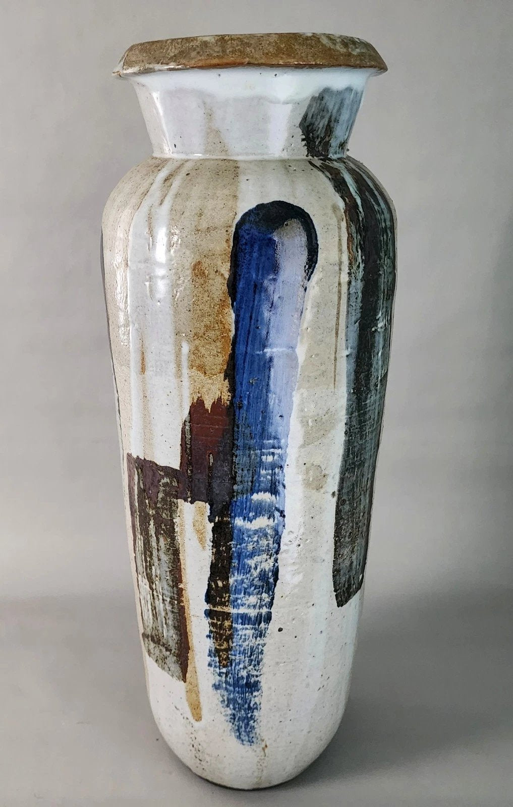 MCM Signed Ceramic Studio Pottery Vase Large 23"