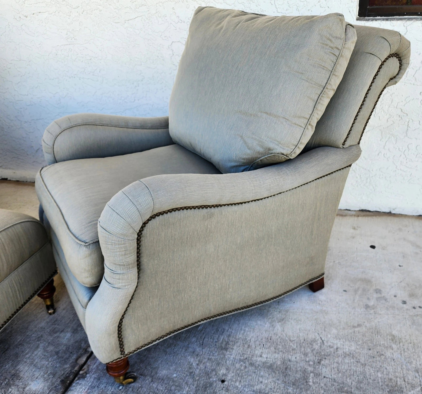 Vanguard Craftwork English Club Chairs & Ottoman