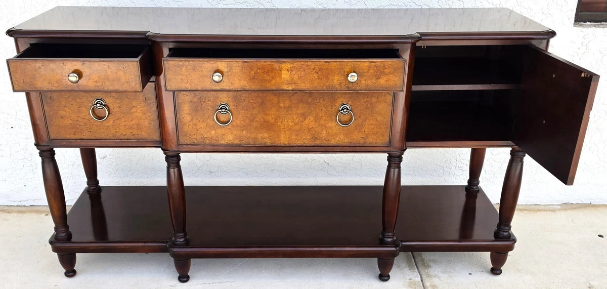 Baker Furniture Italian Provincial Mahogany Burl Wood Sideboard Buffet