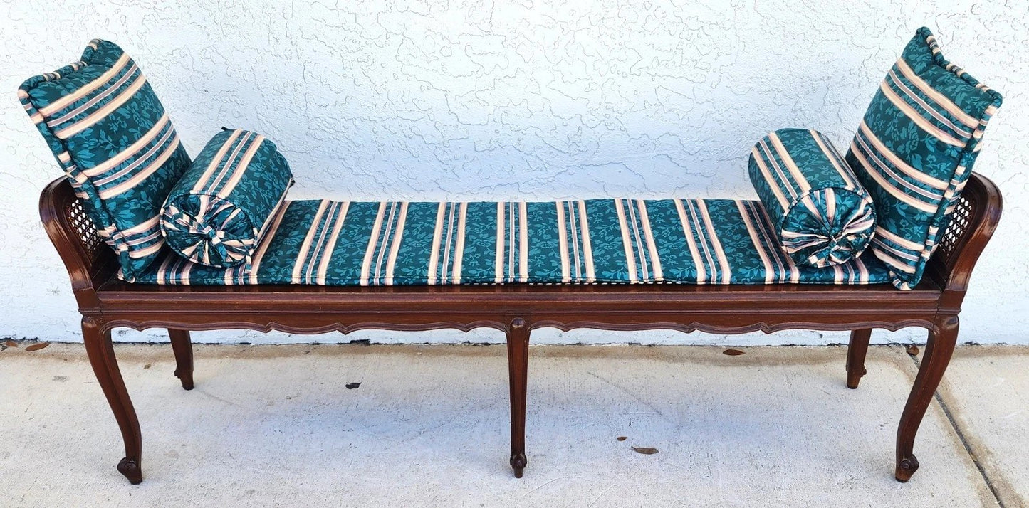 Vintage French Country Cane Bench