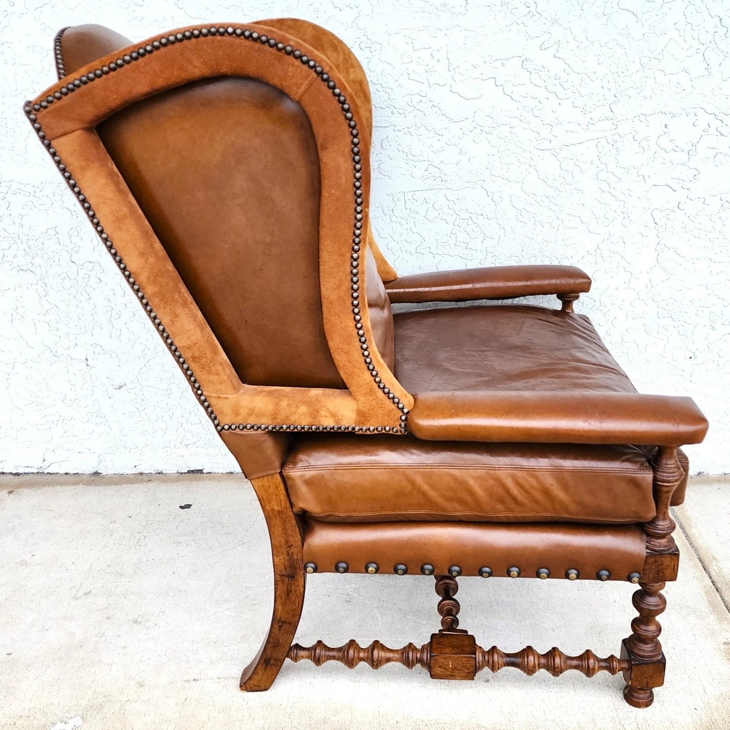 Century Furniture Leather Wingback Club Chair