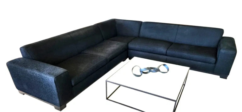 Thayer Coggin MCM Black Linen Sectional Sofa