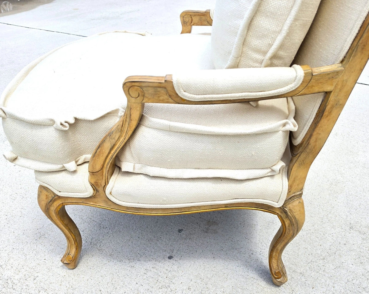 Beverly Furniture French Louis XV Fauteuil Linen Lounge Chair