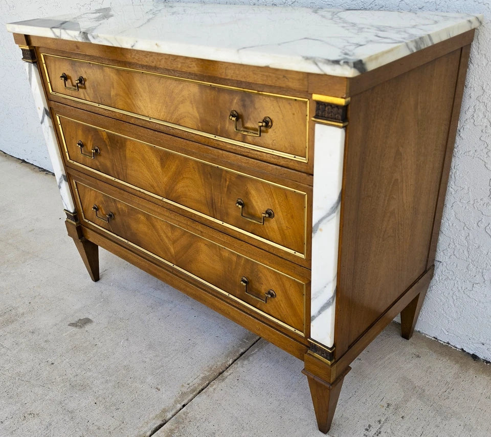 Mid Century Louis XVI Maison Jansen Style Marble Top Commode Dresser Sideboard