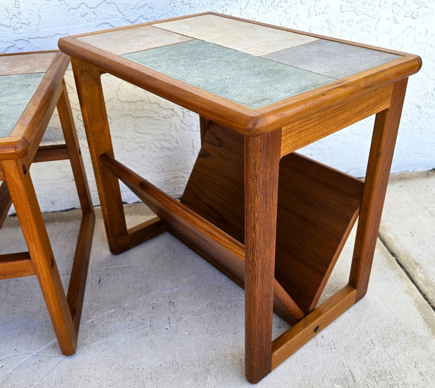 Vintage Mobelfabrikken Toften Danish MCM Solid Teak & Tile Coffee & Side Table
