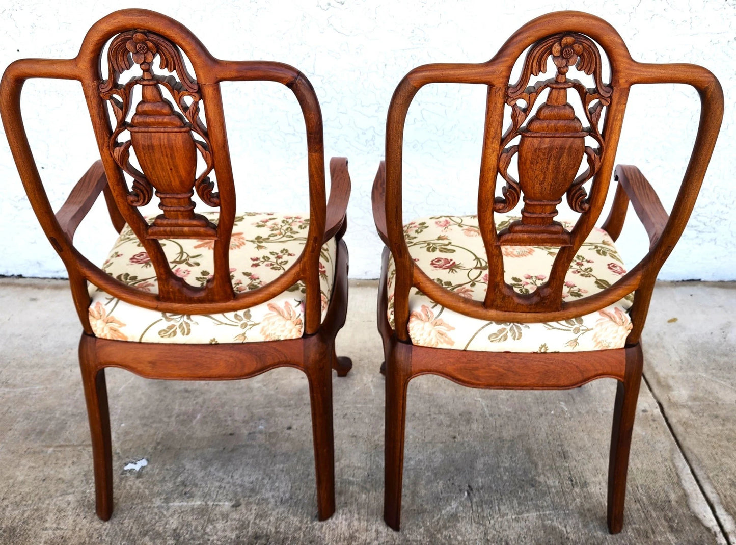 George Zee & Co Hand Carved Rosewood Armchairs A Pair