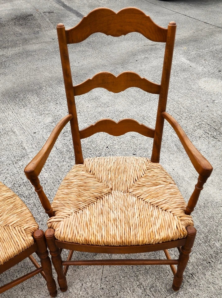 Vintage Ladder Back Rush Seat Dining Chairs Set of 4