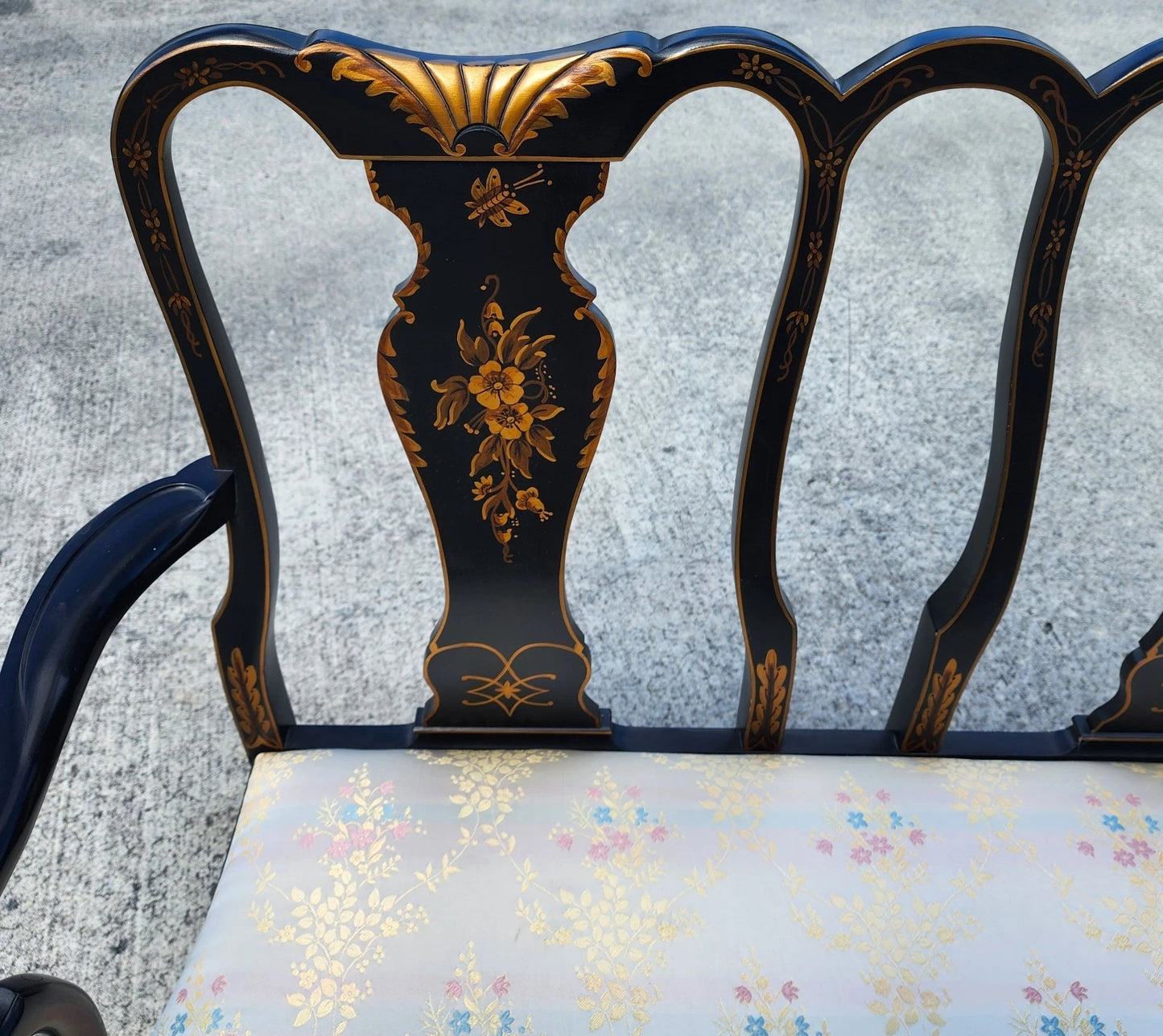 Vintage Queen Anne Chinoiserie Bench