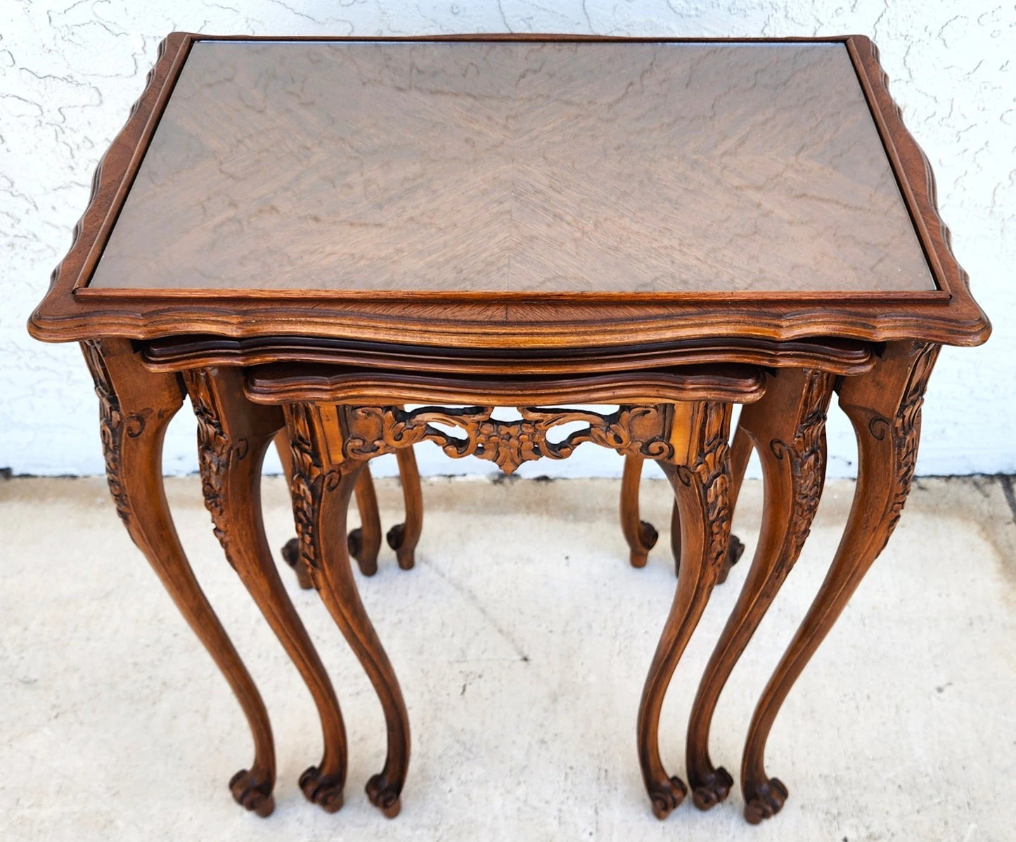French Nesting Tables Walnut Vintage
