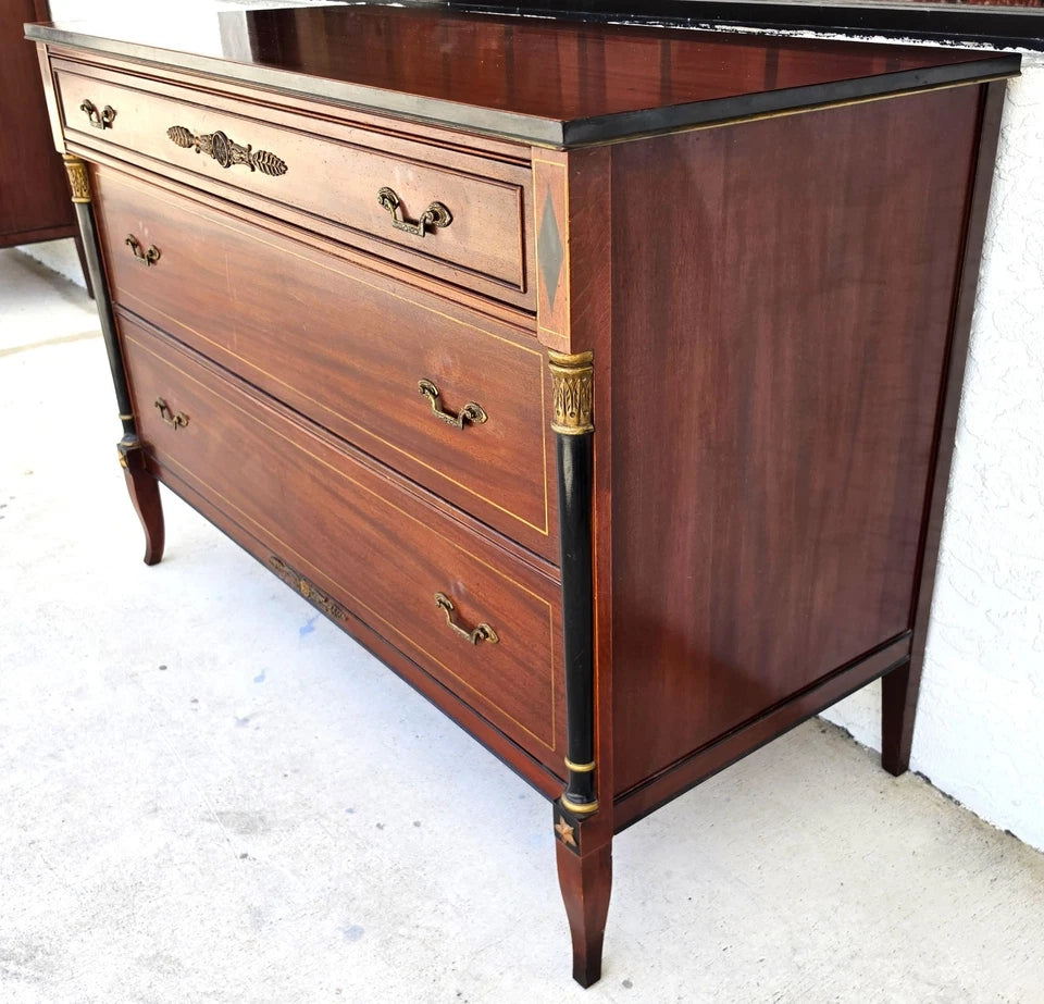 Rway French Empire Commode Dresser Buffet with Glass Top