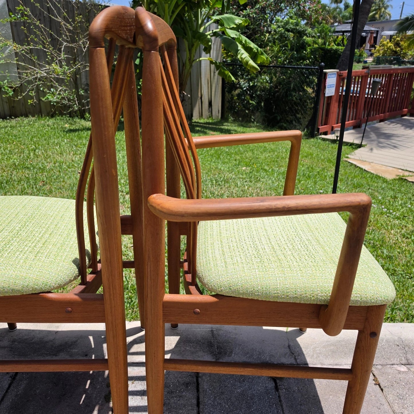 Vintage 1970s Benny Linden Solid Teak Sculptural Dining Chairs Set of 4