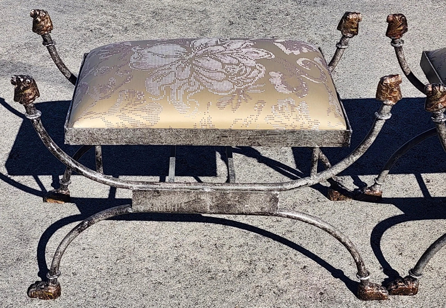Pair of Curule Benches with Lion Motif