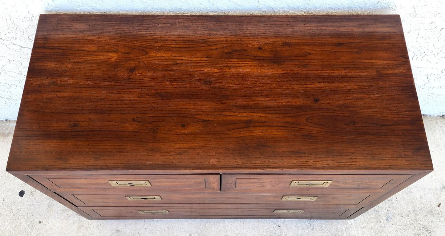 Henredon Chest Dresser Campaign Glass Top