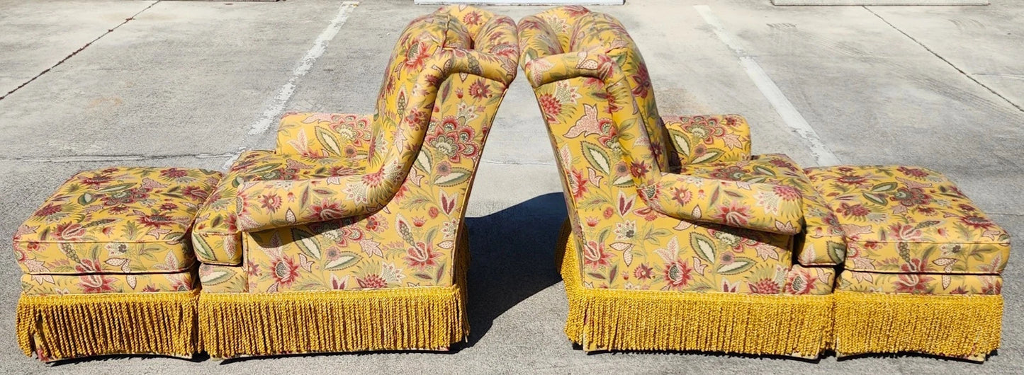 Taylor King Wingback Lounge Chairs & Ottomans Pair