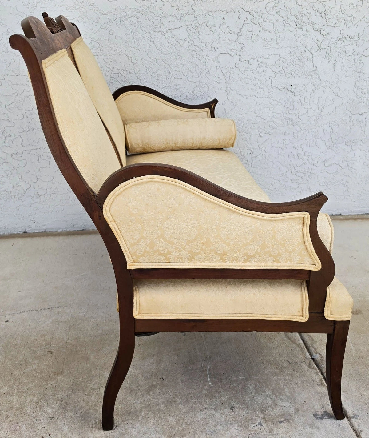 Antique Edwardian Inlaid Mythical Griffin Mahogany Double-Chair-Back Settee