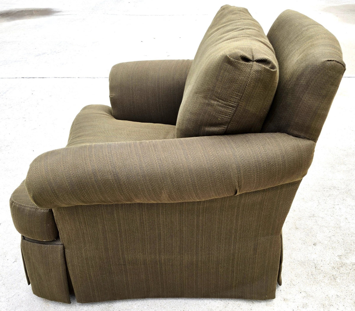 Paul Robert English Roll Arm Swivel Club Chair Skirted Lounge Olive Green
